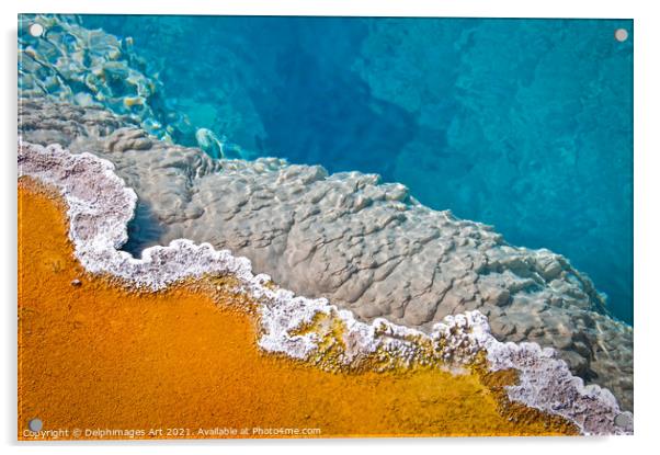 Yellowstone pool, detail of a hot spring Acrylic by Delphimages Art