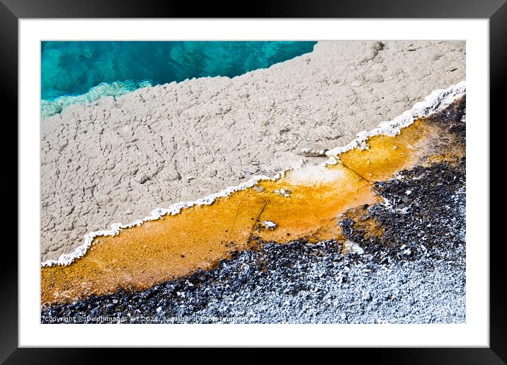 Hot spring, nature abstract in Yellowstone, USA Framed Mounted Print by Delphimages Art