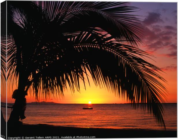 Sunset from near Nadi, Fiji, Oceania, South Pacific Canvas Print by Geraint Tellem ARPS