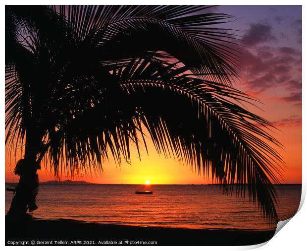Sunset from near Nadi, Fiji, Oceania, South Pacific Print by Geraint Tellem ARPS