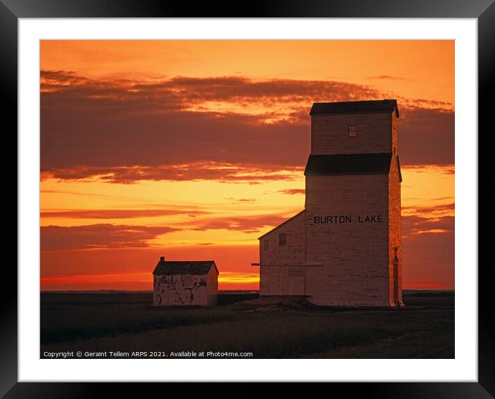 Grain elevator at sunset, Saskatchewan, Canada Framed Mounted Print by Geraint Tellem ARPS