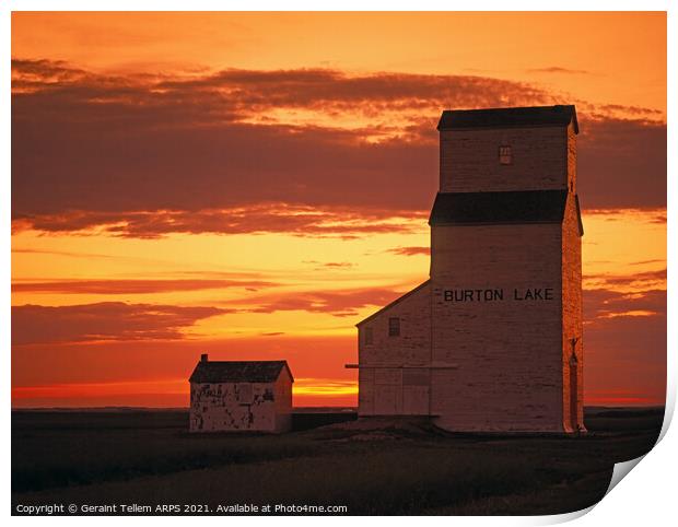 Grain elevator at sunset, Saskatchewan, Canada Print by Geraint Tellem ARPS