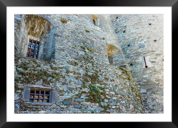The facade of the castle of Fenis in Aosta Valley, Framed Mounted Print by daniele mattioda