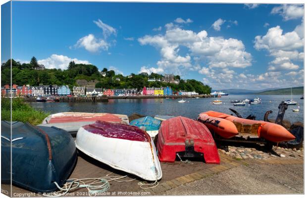 Colourful Tobermory on a Summers Day Canvas Print by Barbara Jones