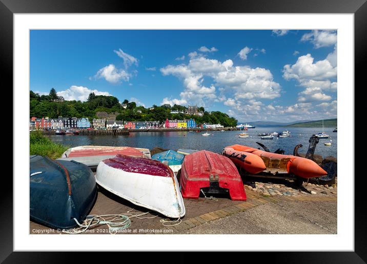 Colourful Tobermory on a Summers Day Framed Mounted Print by Barbara Jones