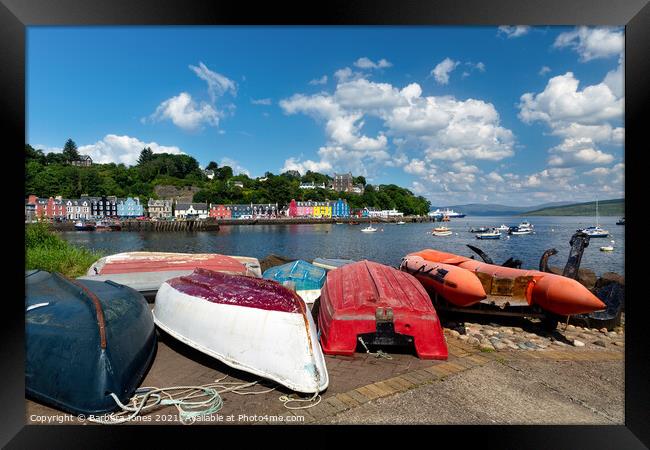 Colourful Tobermory on a Summers Day Framed Print by Barbara Jones