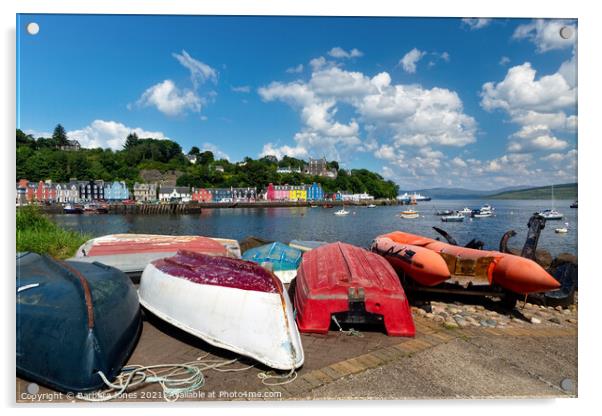 Colourful Tobermory on a Summers Day Acrylic by Barbara Jones