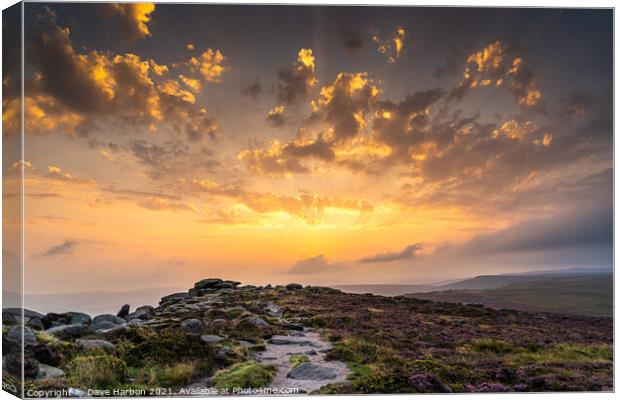 Stanage Edge Sunset Canvas Print by Dave Harbon
