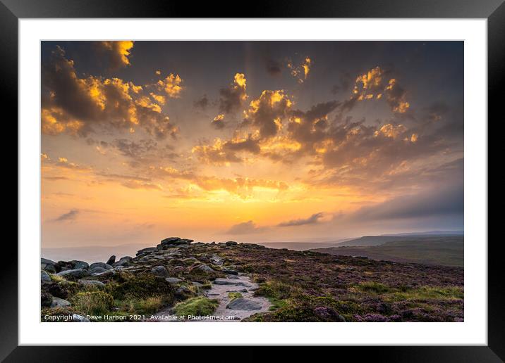 Stanage Edge Sunset Framed Mounted Print by Dave Harbon