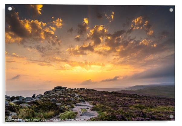 Stanage Edge Sunset Acrylic by Dave Harbon