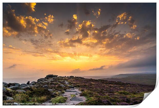 Stanage Edge Sunset Print by Dave Harbon