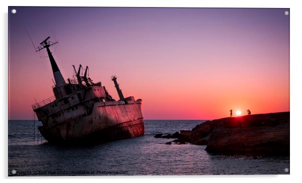 Shipwreck Sunset, Cyprus Acrylic by Neil Hall