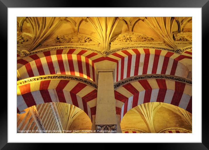 Arches and Pillars in Mezquita Cordoba Spain.  Framed Mounted Print by PhotOvation-Akshay Thaker