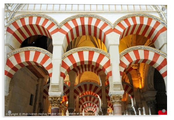 Symmetrical Arches and Pillars of Mezquita, Cordoba Spain.  Acrylic by PhotOvation-Akshay Thaker