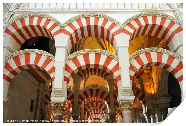 Symmetrical Arches and Pillars of Mezquita, Cordoba Spain.  Print by PhotOvation-Akshay Thaker