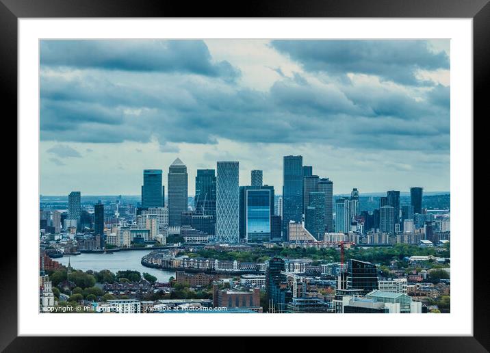 View from Sky Garden London towards Canary Wharf  Framed Mounted Print by Phil Longfoot