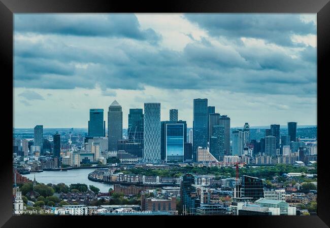 View from Sky Garden London towards Canary Wharf  Framed Print by Phil Longfoot