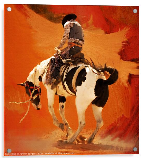 Bronco rider Acrylic by Jeffrey Burgess