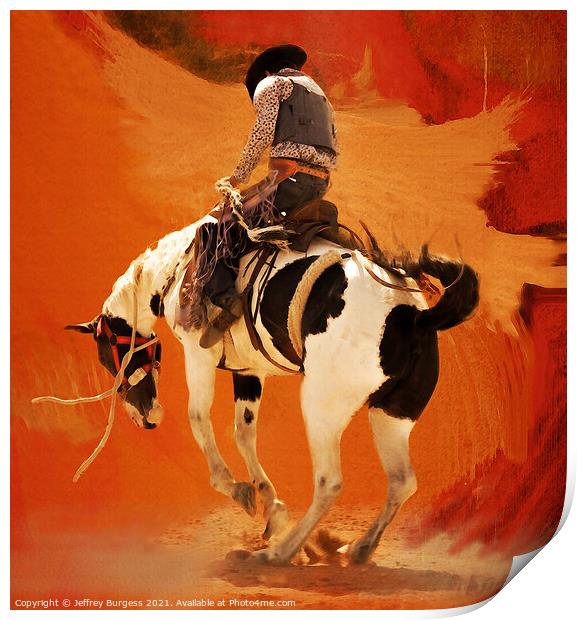 Bronco rider Print by Jeffrey Burgess
