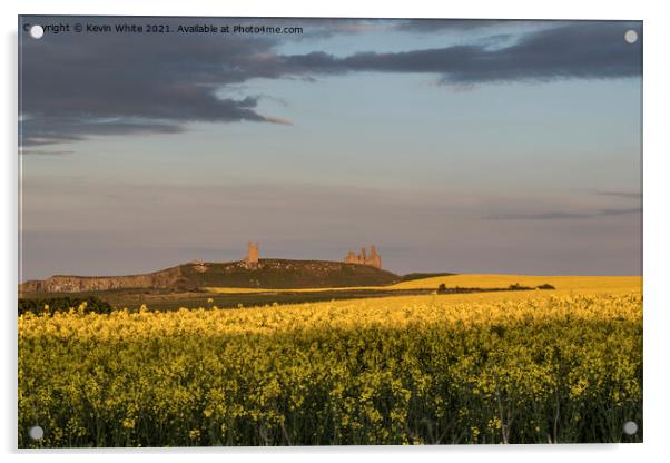 Dunstanburgh Castle just before sunset Acrylic by Kevin White