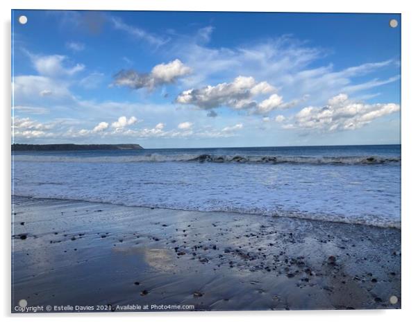 Gower Peninsula Waves Acrylic by Estelle Davies