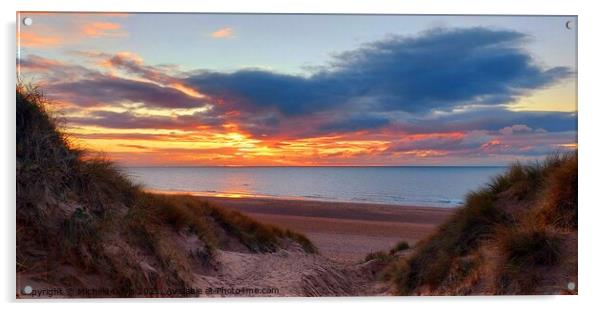 St Anne's Sand Dunes Sunset Acrylic by Michele Davis