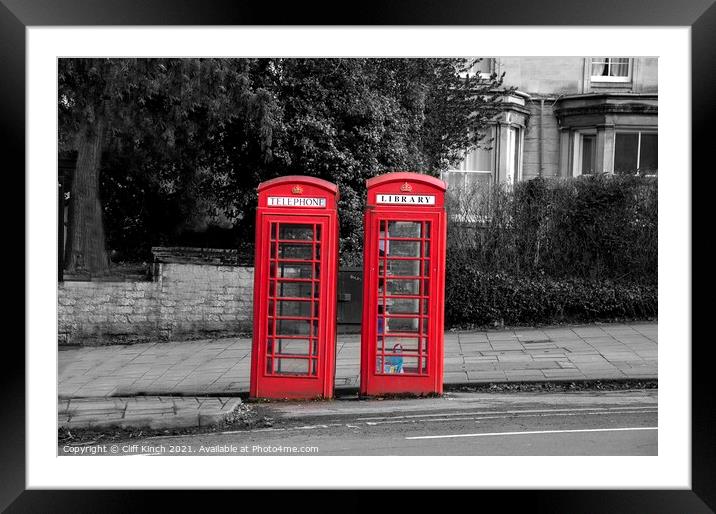 British red phone box Framed Mounted Print by Cliff Kinch