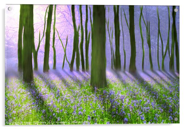 Misty Bluebell Woodland  Acrylic by Alison Chambers