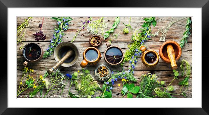 Herbal flower tea and plants Framed Mounted Print by Mykola Lunov Mykola