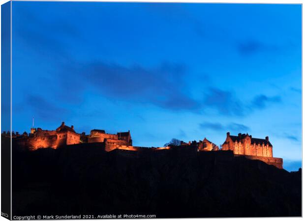 Edinburgh Castle at Dusk Canvas Print by Mark Sunderland