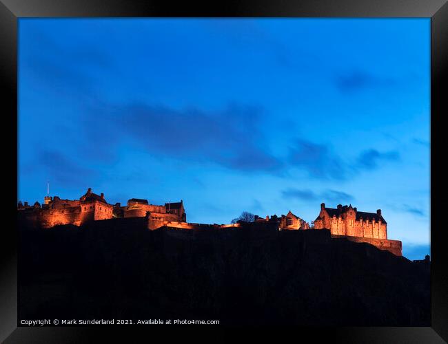 Edinburgh Castle at Dusk Framed Print by Mark Sunderland