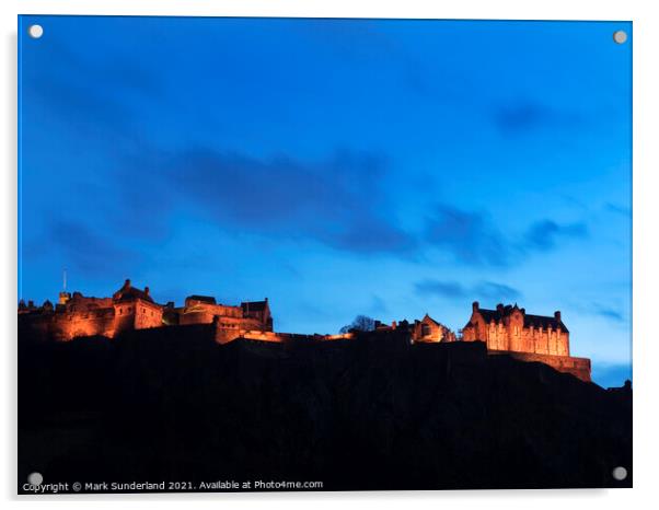 Edinburgh Castle at Dusk Acrylic by Mark Sunderland