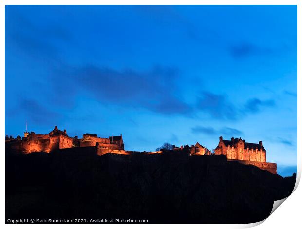 Edinburgh Castle at Dusk Print by Mark Sunderland