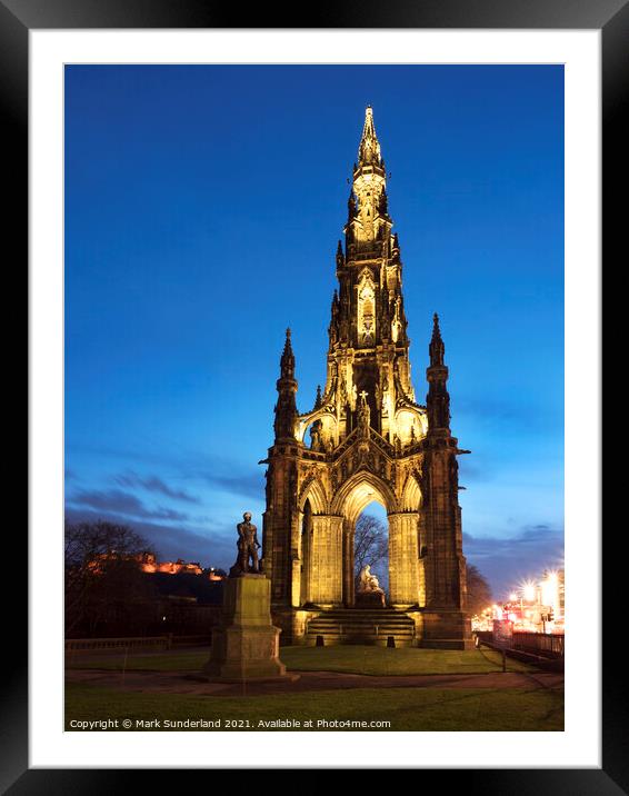 Scott Monument in Edinburgh Framed Mounted Print by Mark Sunderland