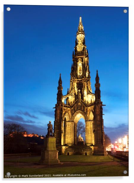 Scott Monument in Edinburgh Acrylic by Mark Sunderland