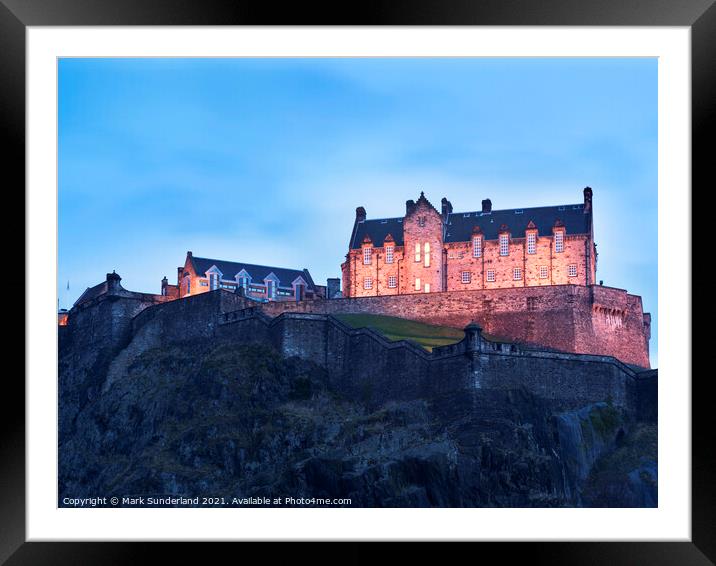 Edinburgh Castle at Dusk Framed Mounted Print by Mark Sunderland