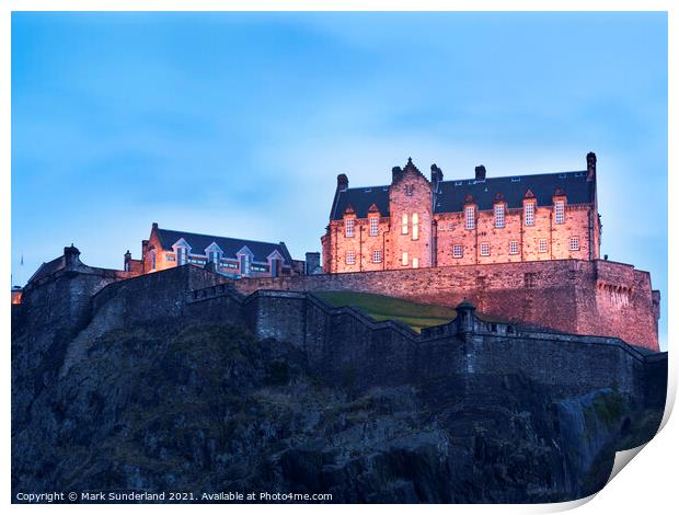 Edinburgh Castle at Dusk Print by Mark Sunderland