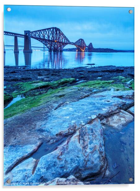 Forth Bridge at Dusk South Queensferry Acrylic by Mark Sunderland