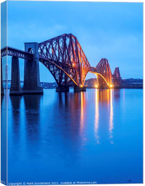 Forth Bridge at Dusk South Queensferry Canvas Print by Mark Sunderland