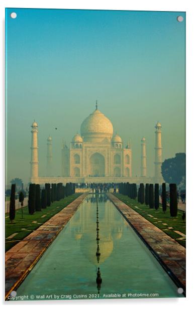 Taj Mahal Sunrise Acrylic by Wall Art by Craig Cusins