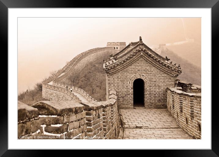 Landscape of the Great Wall of China near Beijing Framed Mounted Print by Delphimages Art