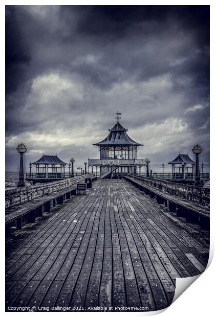 Clevedon Pier during Storm Emma February 2019 Print by Craig Ballinger