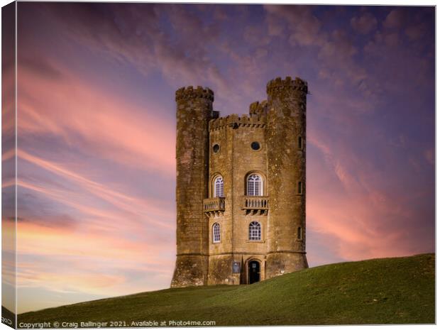 Broadway Tower on a summers evening Canvas Print by Craig Ballinger