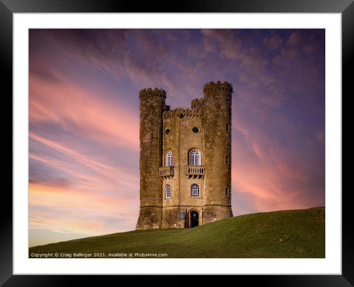 Broadway Tower on a summers evening Framed Mounted Print by Craig Ballinger