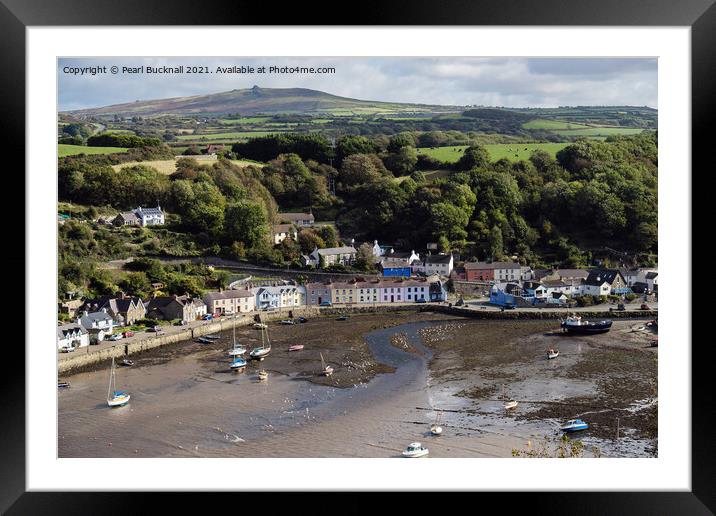 Lower Fishguard and Preseli Hills Pembrokeshire Framed Mounted Print by Pearl Bucknall