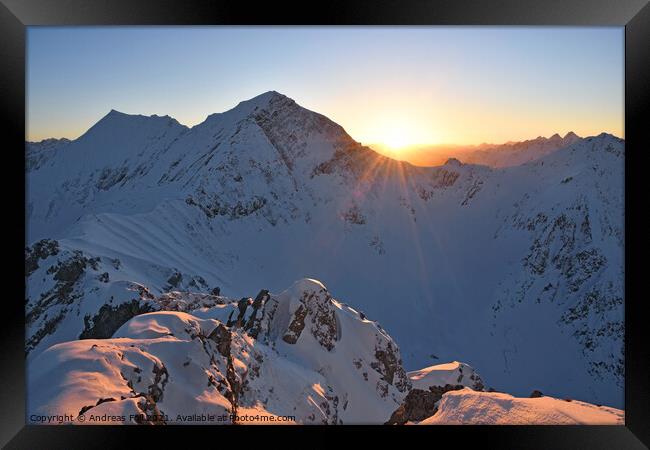 Sunset in the Lechtal Alps Framed Print by Andreas Föll