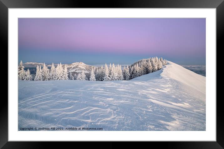 Dawn at a cold winter day Framed Mounted Print by Andreas Föll