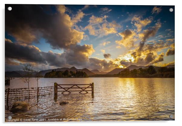 Dawn Breaks Over Derwent Water Acrylic by David Tyrer