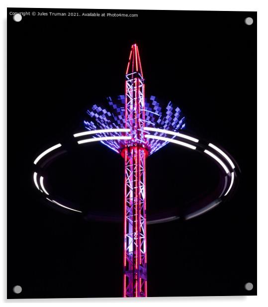 Funfair Tower Ride long exposure Acrylic by Jules D Truman