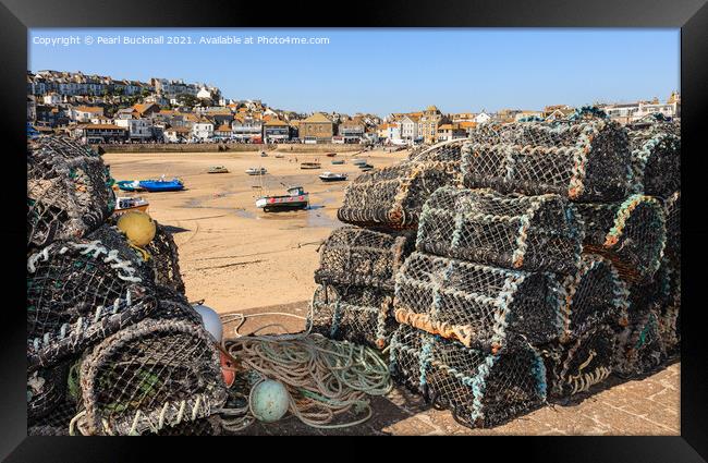 St Ives Harbour Cornwall Framed Print by Pearl Bucknall